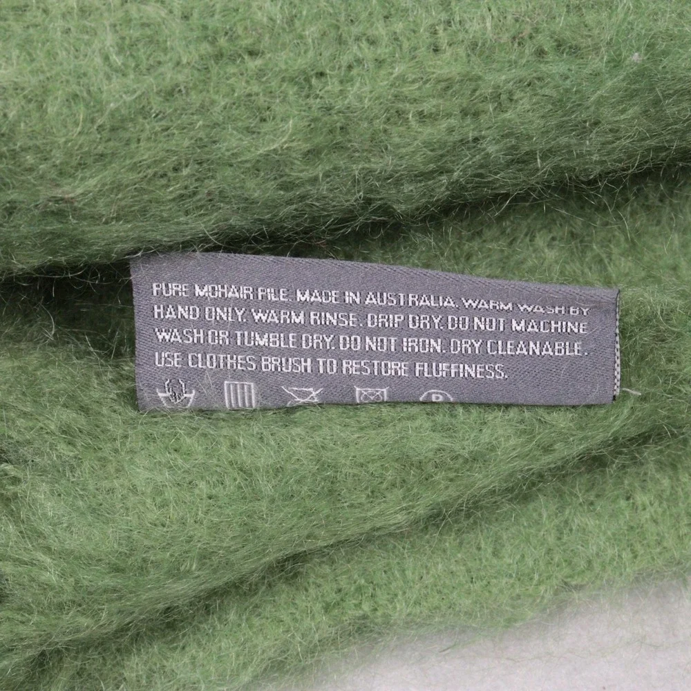 Vintage St Albans Pure Mohair Throw Blanket Fringe Green Australia  50